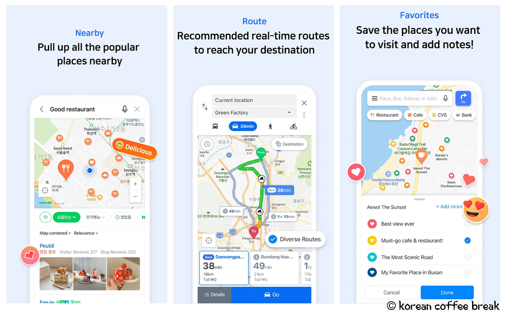 Applications indispensables pour voyager en Corée du Sud : Naver Map