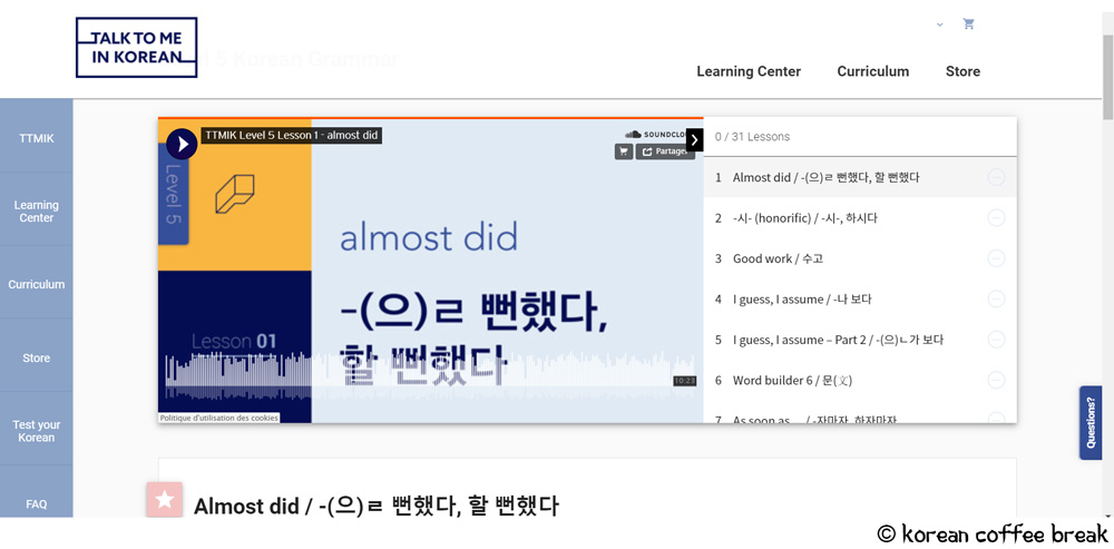 sites internet pour apprendre le coréen | Talk to me in korean