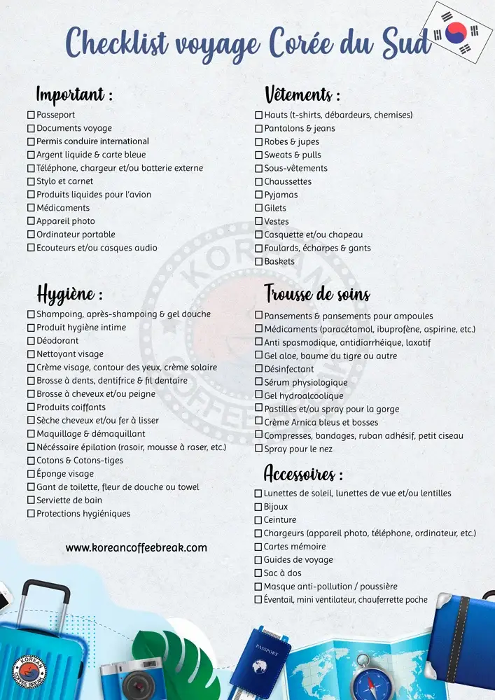 Checklist voyage Corée du Sud